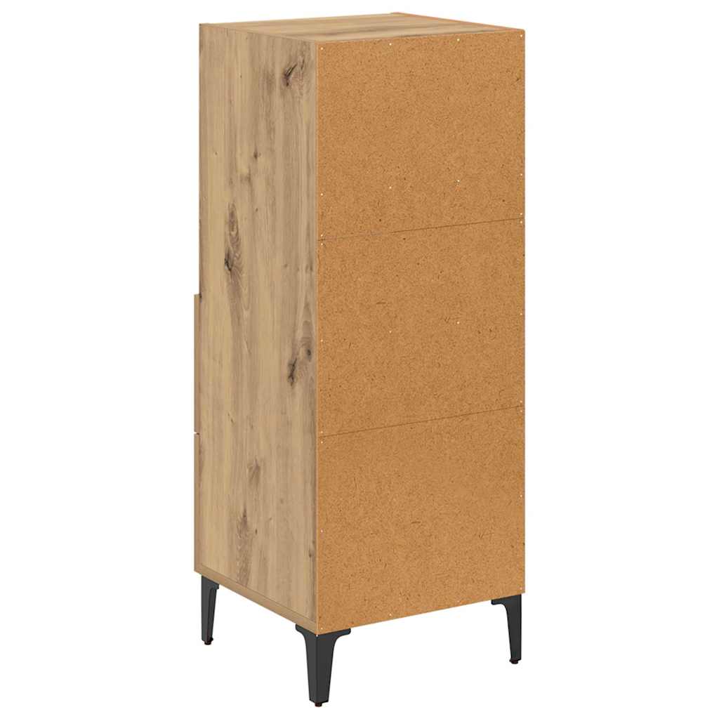 Dressoir artisanaal eikenkleurig 34 x 34.5 x 90 cm Bewerkt hout