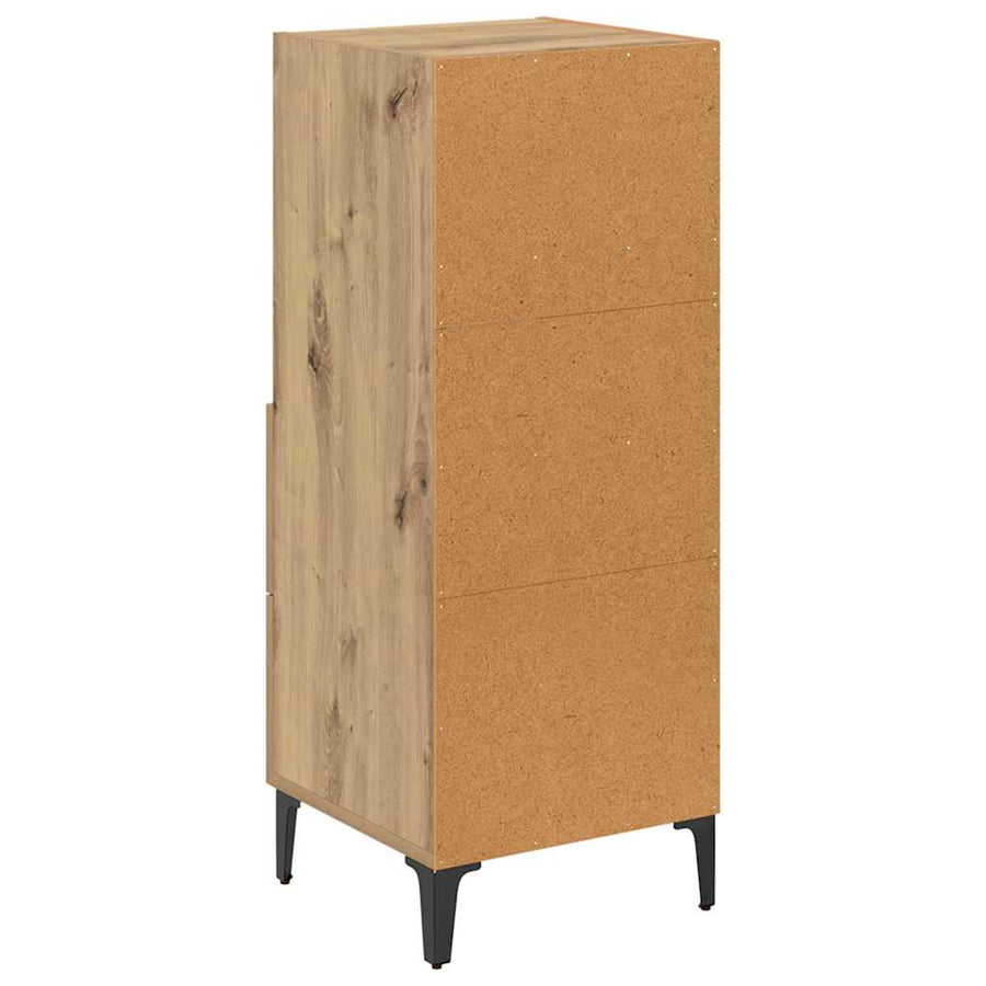Dressoir artisanaal eikenkleurig 34 x 34.5 x 90 cm Bewerkt hout