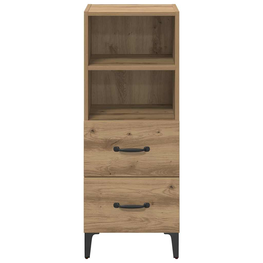 Dressoir artisanaal eikenkleurig 34 x 34.5 x 90 cm Bewerkt hout