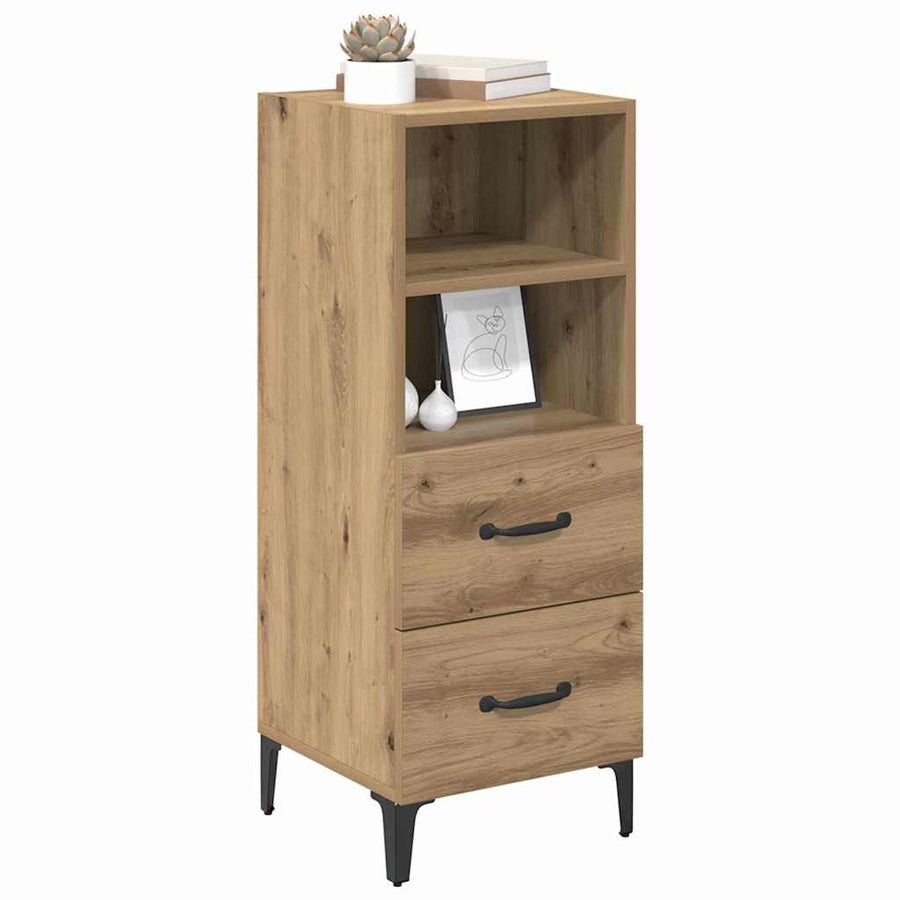 Dressoir artisanaal eikenkleurig 34 x 34.5 x 90 cm Bewerkt hout