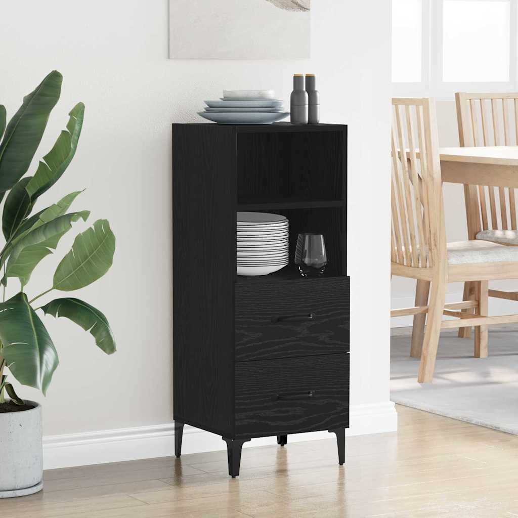 Dressoir met lade Zwart eiken 34 x 34.5 x 90 cm Bewerkt hout