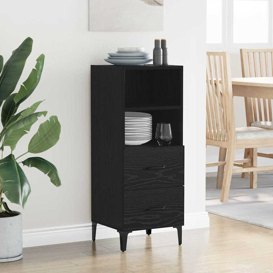 Dressoir met lade Zwart eiken 34 x 34.5 x 90 cm Bewerkt hout