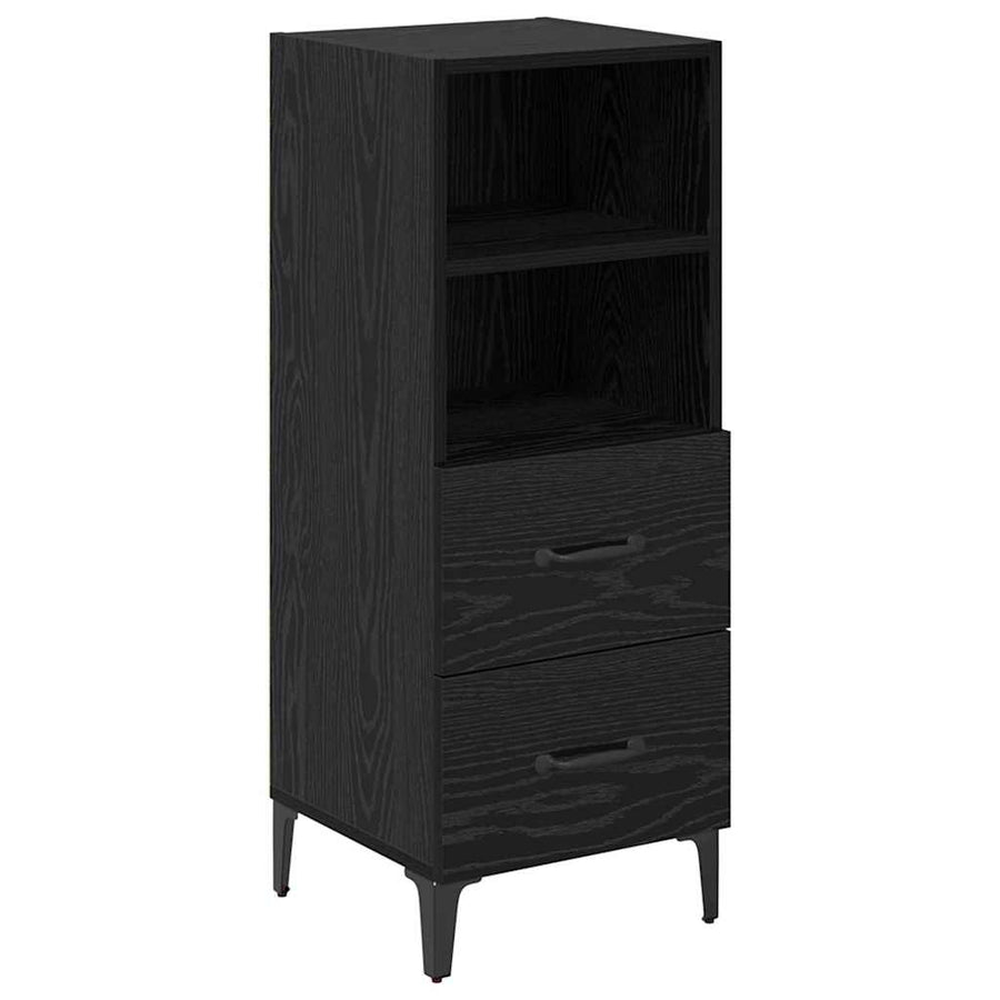 Dressoir met lade Zwart eiken 34 x 34.5 x 90 cm Bewerkt hout