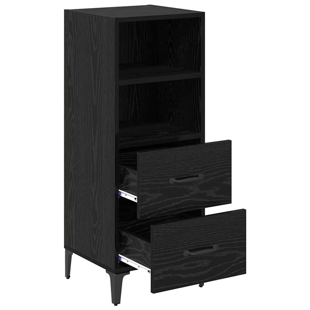 Dressoir met lade Zwart eiken 34 x 34.5 x 90 cm Bewerkt hout