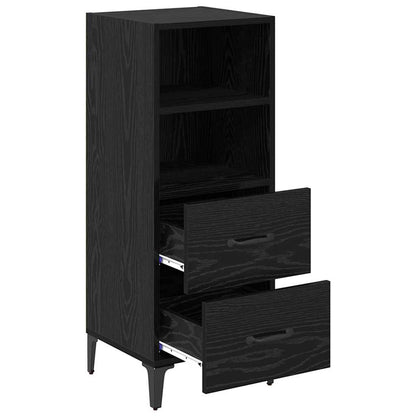 Dressoir met lade Zwart eiken 34 x 34.5 x 90 cm Bewerkt hout