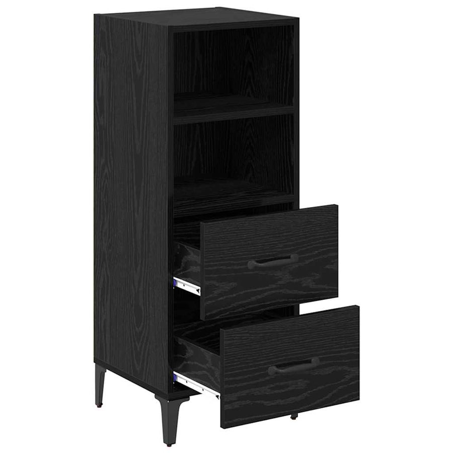 Dressoir met lade Zwart eiken 34 x 34.5 x 90 cm Bewerkt hout
