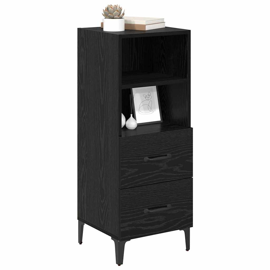 Dressoir met lade Zwart eiken 34 x 34.5 x 90 cm Bewerkt hout