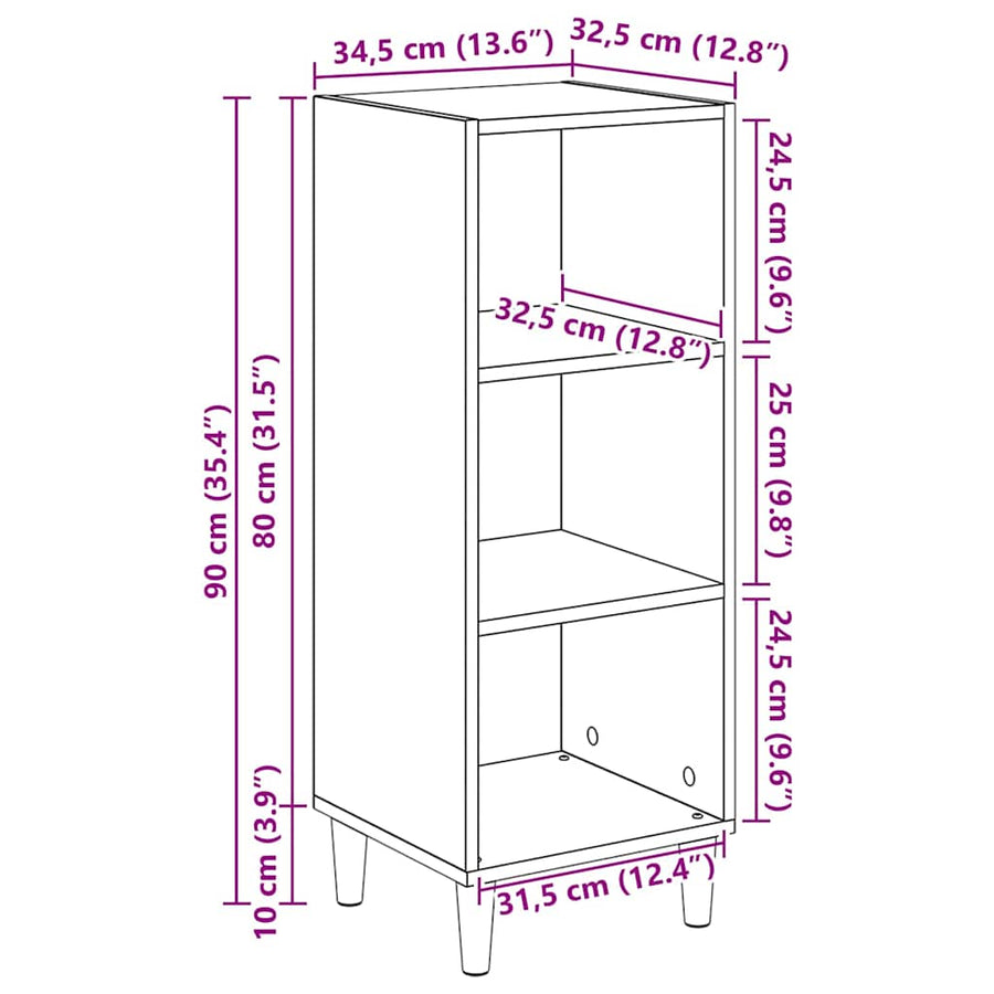 Dressoir Artisan Eiken 34,5 x 32,5 x 90 cm Bewerkt hout