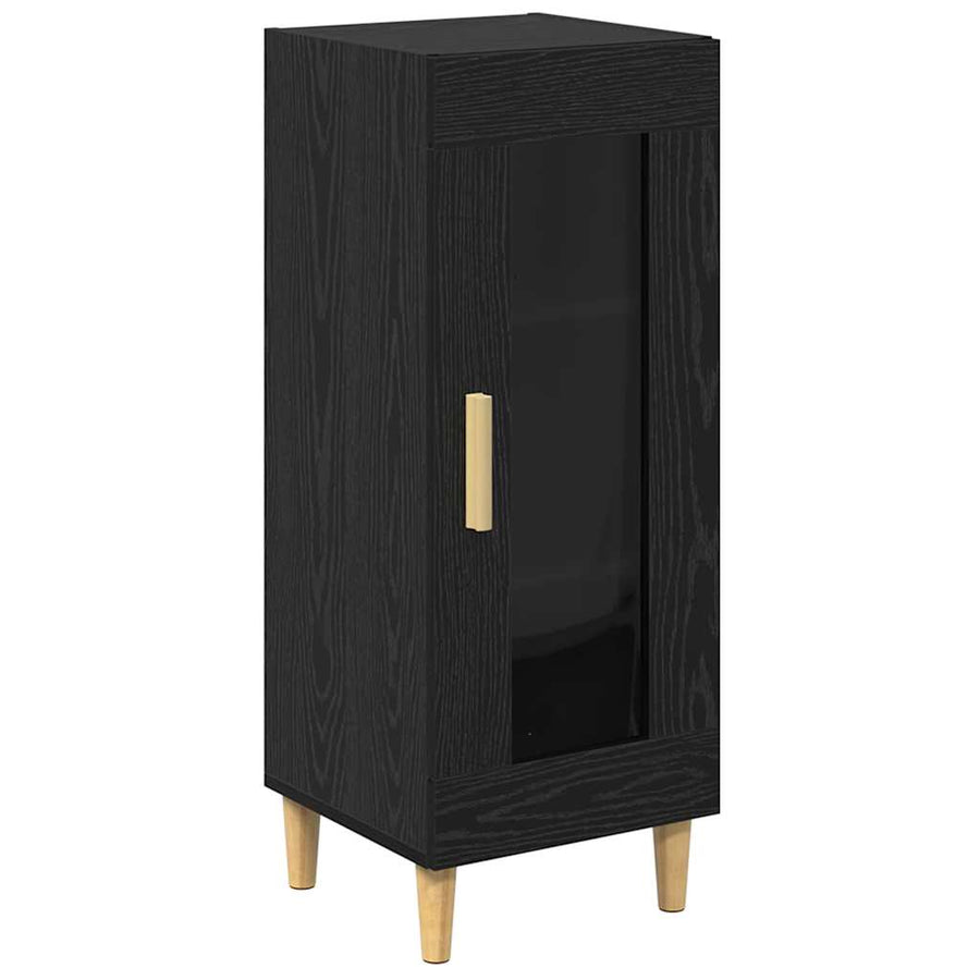 Dressoir Zwart Eiken 34.5 x 32.5 x 90 cm Bewerkt hout