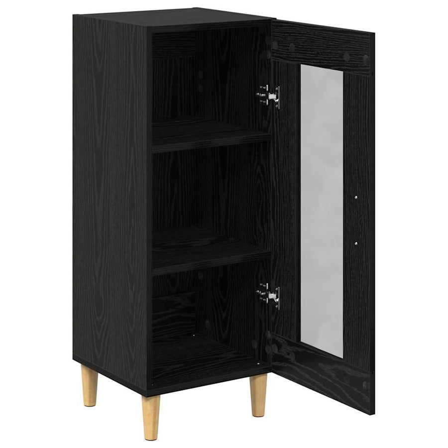 Dressoir Zwart Eiken 34.5 x 32.5 x 90 cm Bewerkt hout