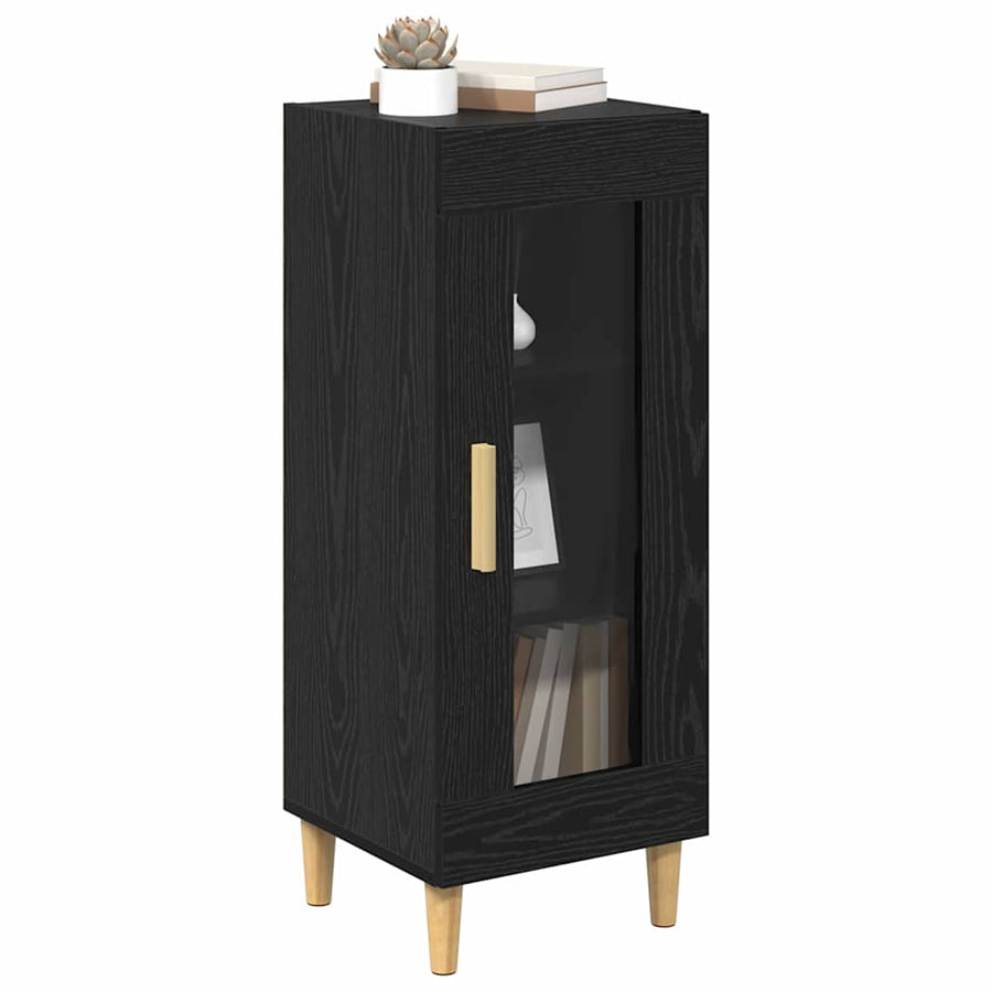 Dressoir Zwart Eiken 34.5 x 32.5 x 90 cm Bewerkt hout