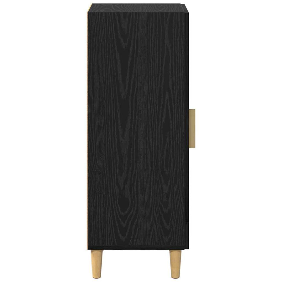 Dressoir Zwart Eiken 34.5 x 32.5 x 90 cm Bewerkt hout