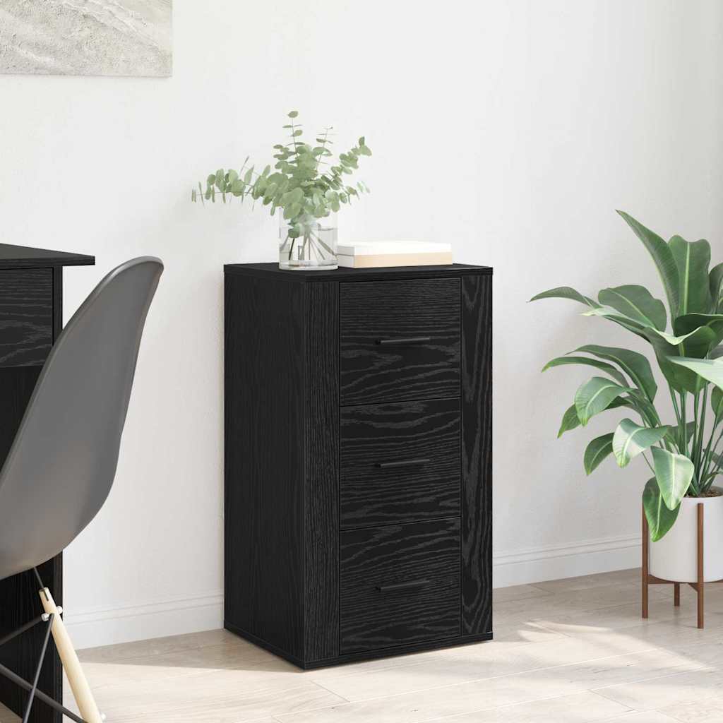 Dressoir met lade Zwart Eiken 40 x 33 x 70 cm Bewerkt hout