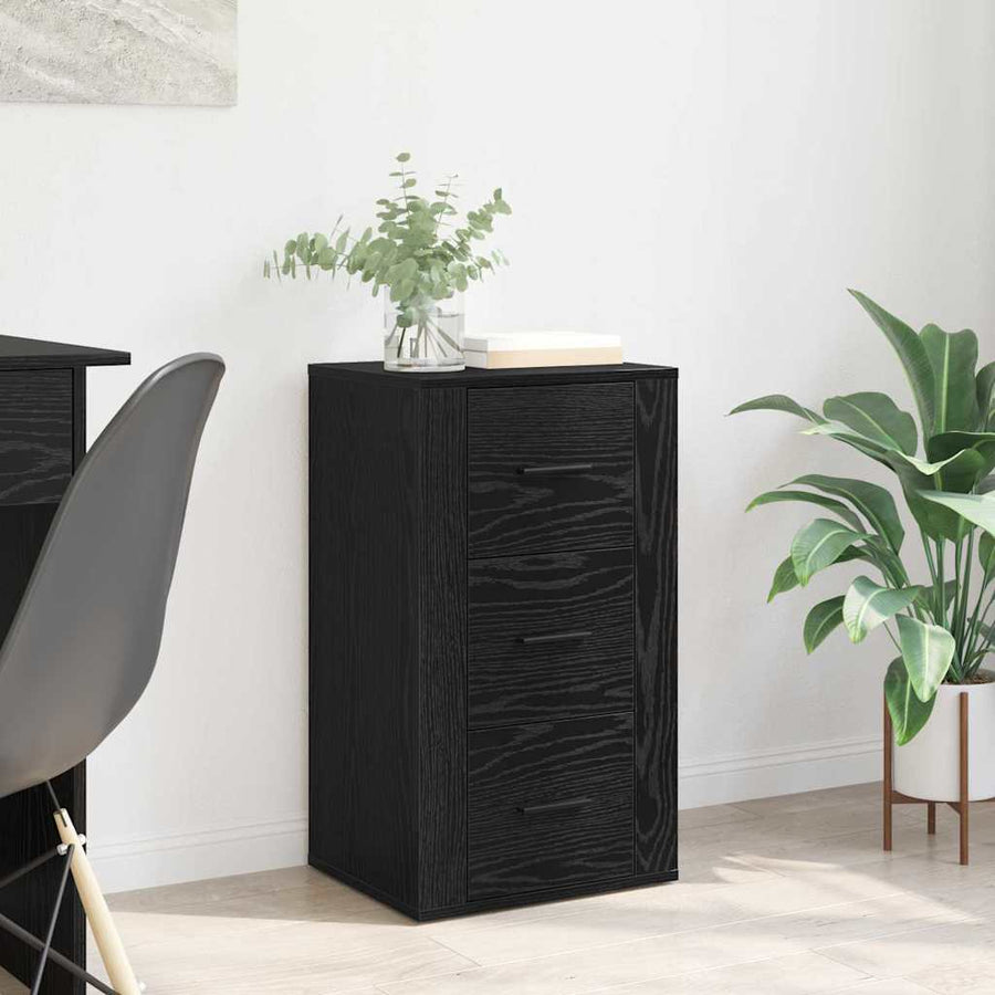 Dressoir met lade Zwart Eiken 40 x 33 x 70 cm Bewerkt hout