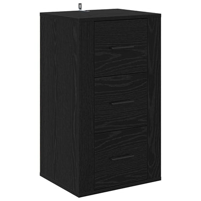 Dressoir met lade Zwart Eiken 40 x 33 x 70 cm Bewerkt hout