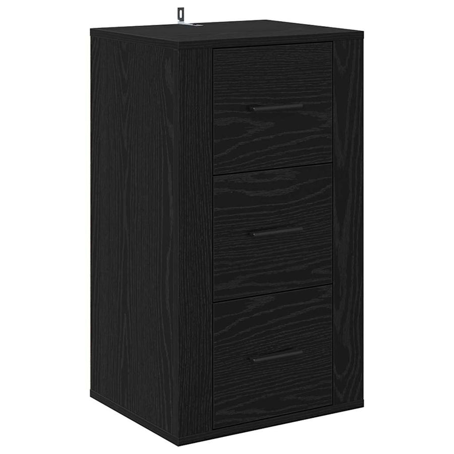 Dressoir met lade Zwart Eiken 40 x 33 x 70 cm Bewerkt hout