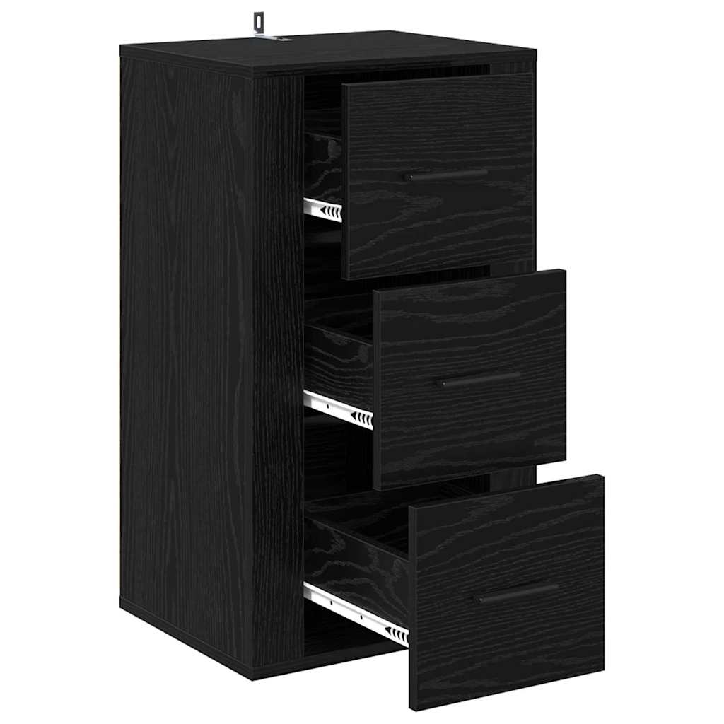 Dressoir met lade Zwart Eiken 40 x 33 x 70 cm Bewerkt hout