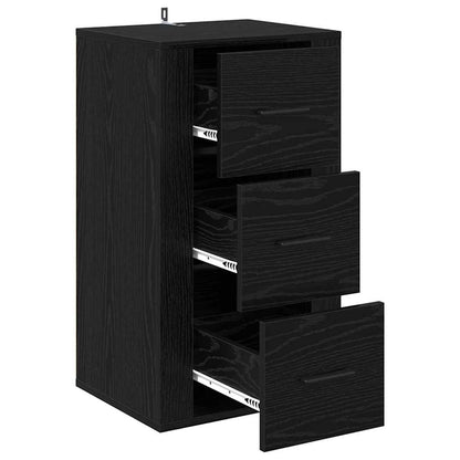 Dressoir met lade Zwart Eiken 40 x 33 x 70 cm Bewerkt hout
