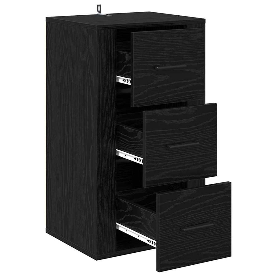 Dressoir met lade Zwart Eiken 40 x 33 x 70 cm Bewerkt hout