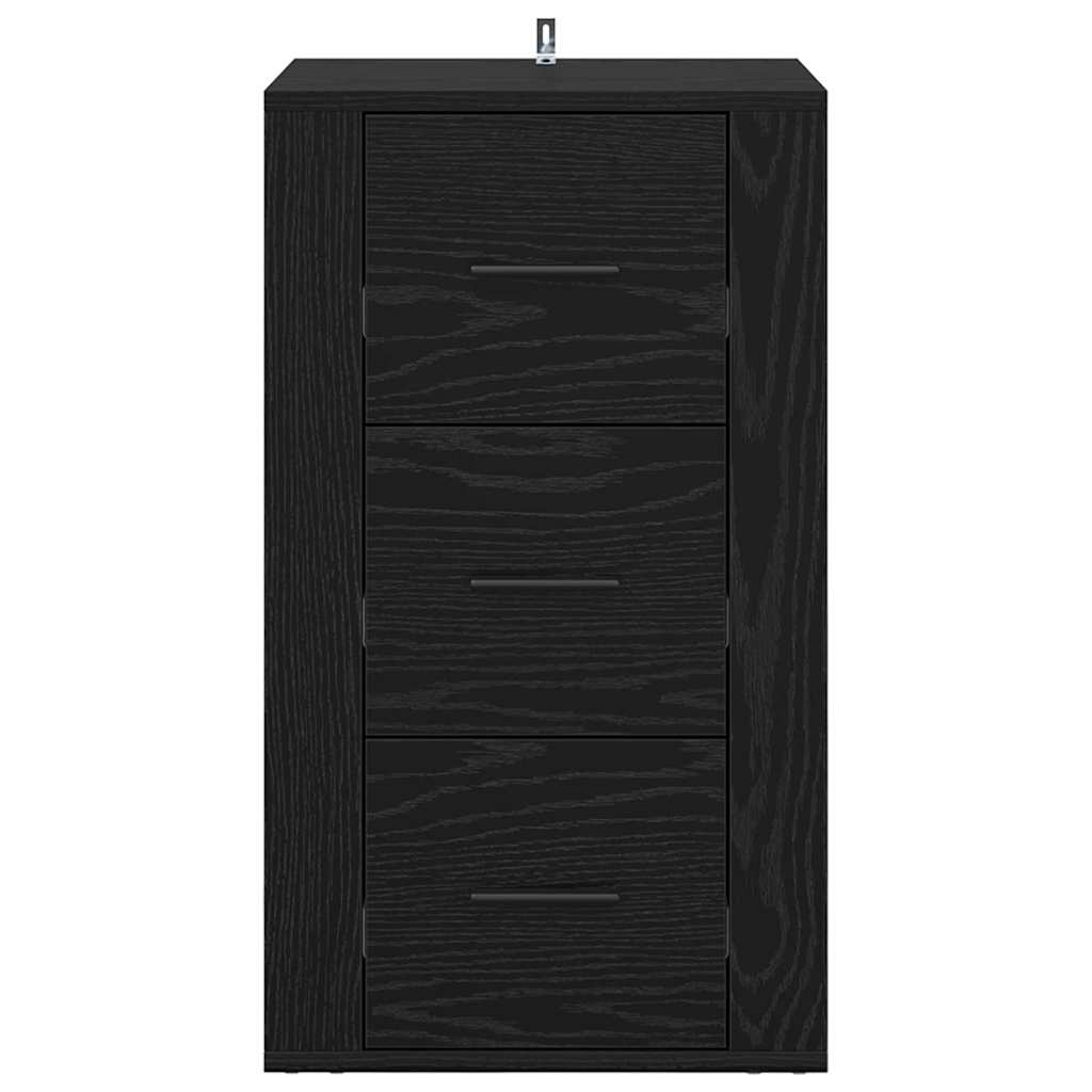 Dressoir met lade Zwart Eiken 40 x 33 x 70 cm Bewerkt hout