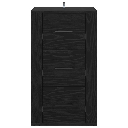 Dressoir met lade Zwart Eiken 40 x 33 x 70 cm Bewerkt hout