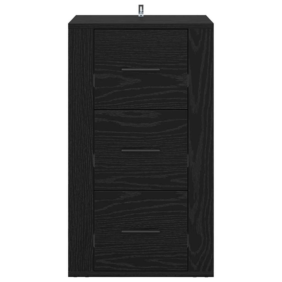 Dressoir met lade Zwart Eiken 40 x 33 x 70 cm Bewerkt hout