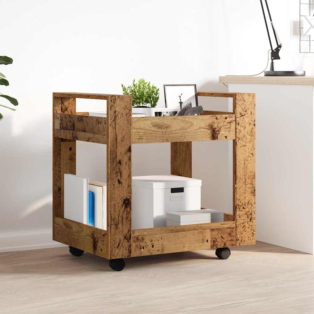 Bureau Trolley Oud Hout 60 x 45 x 60 cm Bewerkt hout