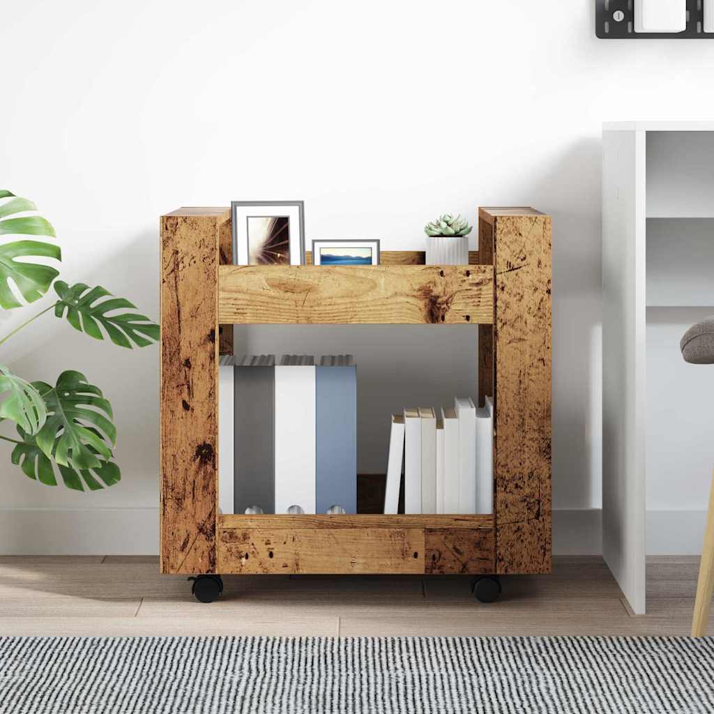 Bureau Trolley Oud Hout 60 x 45 x 60 cm Bewerkt hout