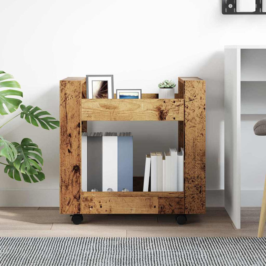 Bureau Trolley Oud Hout 60 x 45 x 60 cm Bewerkt hout