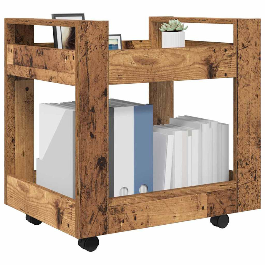 Bureau Trolley Oud Hout 60 x 45 x 60 cm Bewerkt hout