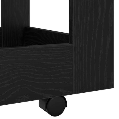 Bureau Trolley Zwart Eiken 60 x 45 x 60 cm Bewerkt hout