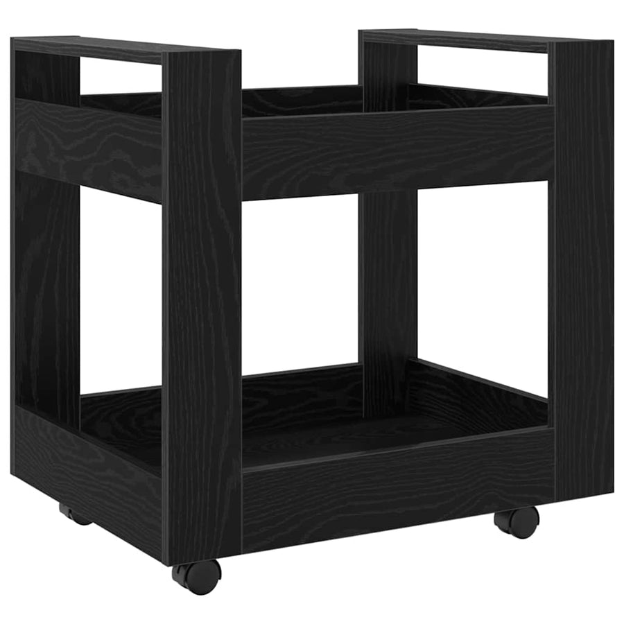 Bureau Trolley Zwart Eiken 60 x 45 x 60 cm Bewerkt hout