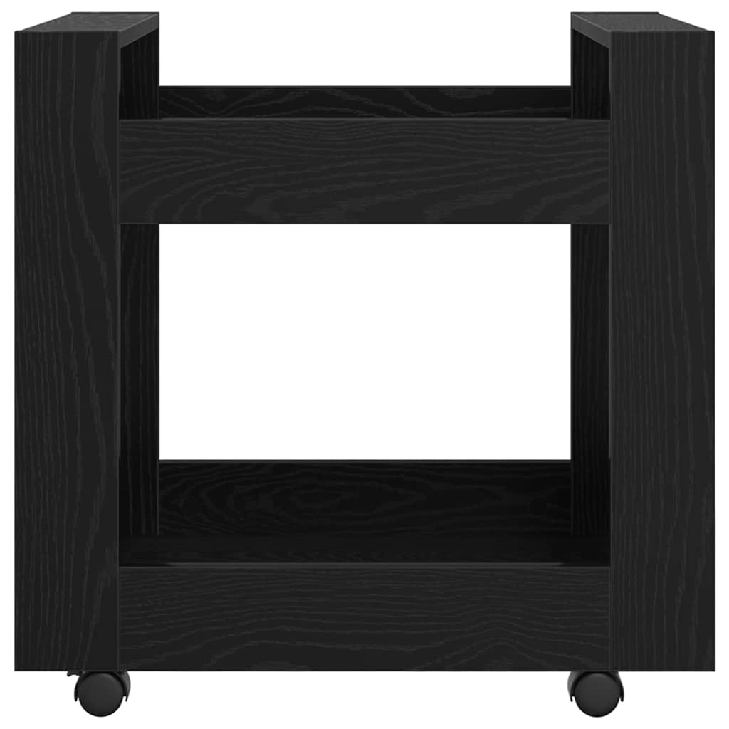 Bureau Trolley Zwart Eiken 60 x 45 x 60 cm Bewerkt hout