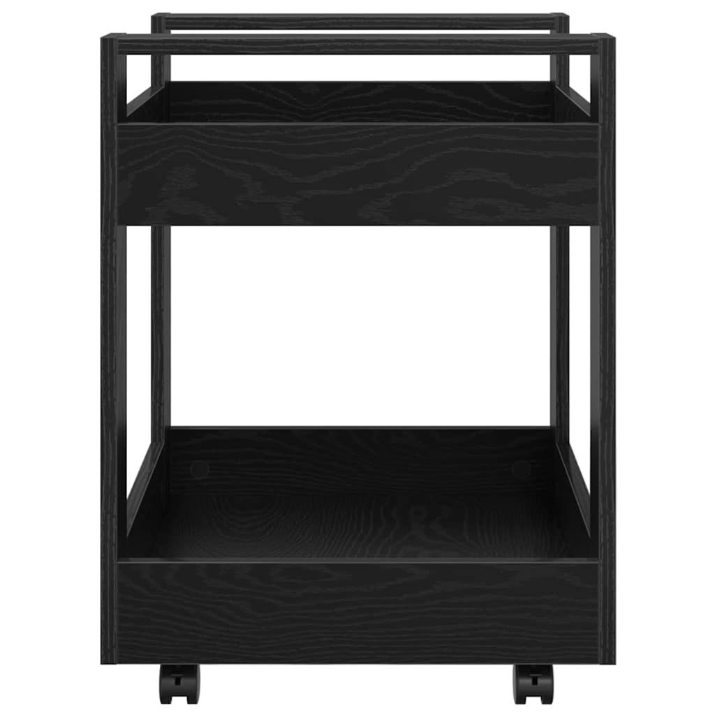 Bureau Trolley Zwart Eiken 60 x 45 x 60 cm Bewerkt hout
