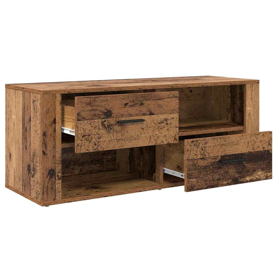 TV-kast met lade Oud Hout 100 x 35 x 40 cm Bewerkt hout
