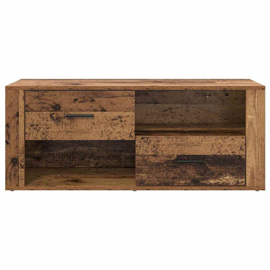 TV-kast met lade Oud Hout 100 x 35 x 40 cm Bewerkt hout