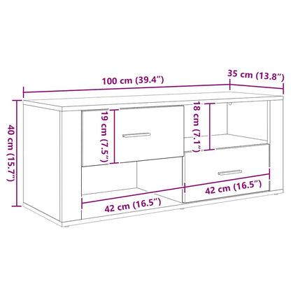 TV-kast met lade Oud Hout 100 x 35 x 40 cm Bewerkt hout