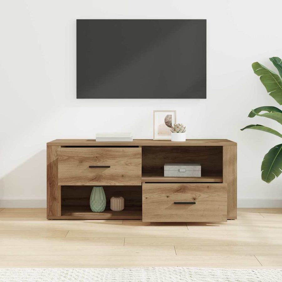 TV-kast met lade Artisan Eiken 100 x 35 x 40 cm Bewerkt hout