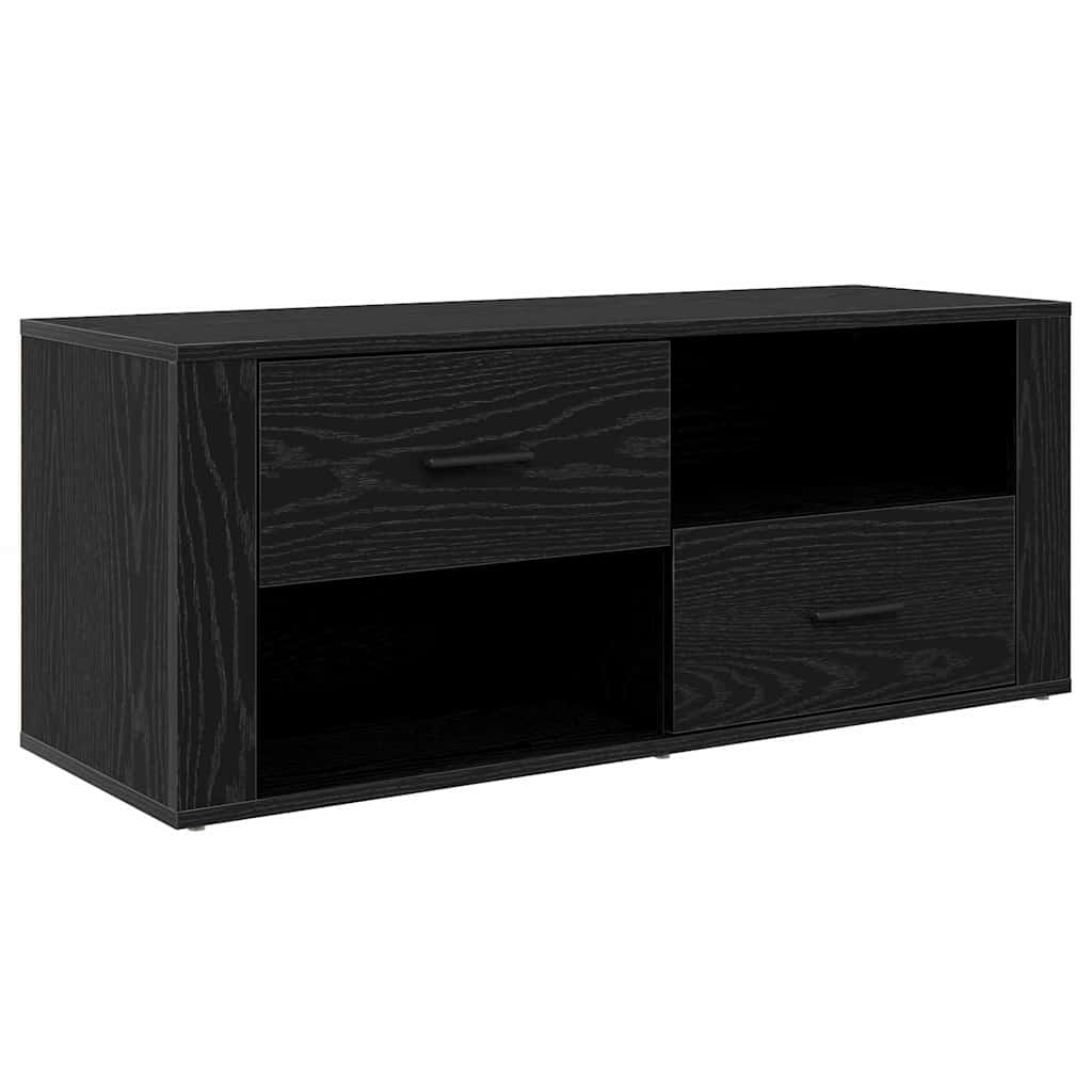TV-kast met lade Zwart Eiken 100 x 35 x 40 cm Bewerkt hout