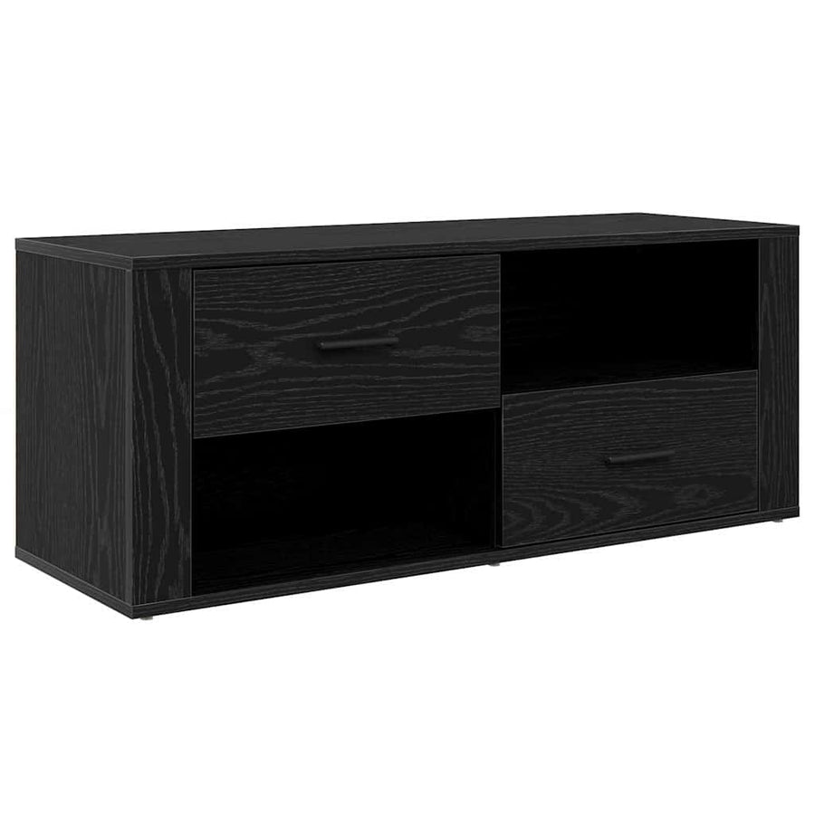 TV-kast met lade Zwart Eiken 100 x 35 x 40 cm Bewerkt hout