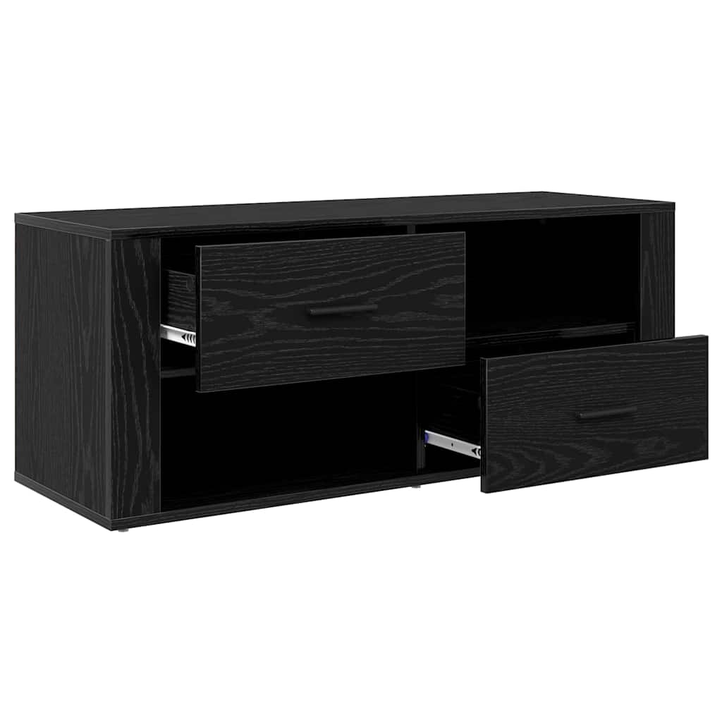 TV-kast met lade Zwart Eiken 100 x 35 x 40 cm Bewerkt hout