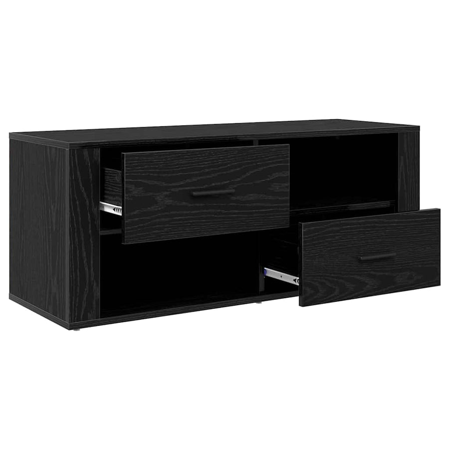 TV-kast met lade Zwart Eiken 100 x 35 x 40 cm Bewerkt hout