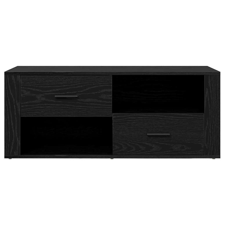 TV-kast met lade Zwart Eiken 100 x 35 x 40 cm Bewerkt hout