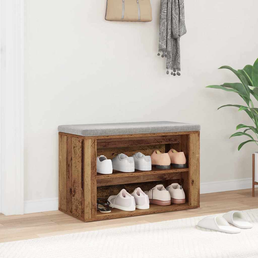 Schoenenrek met plank Oud hout 75 x 35 x 45 cm Bewerkt hout