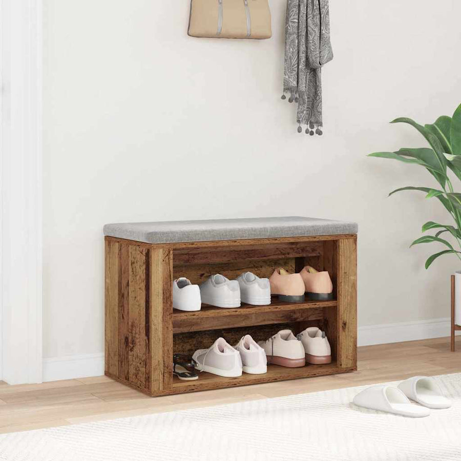 Schoenenrek met plank Oud hout 75 x 35 x 45 cm Bewerkt hout
