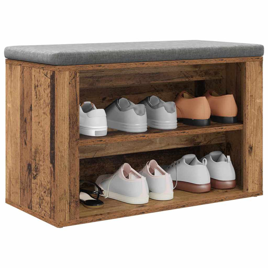 Schoenenrek met plank Oud hout 75 x 35 x 45 cm Bewerkt hout