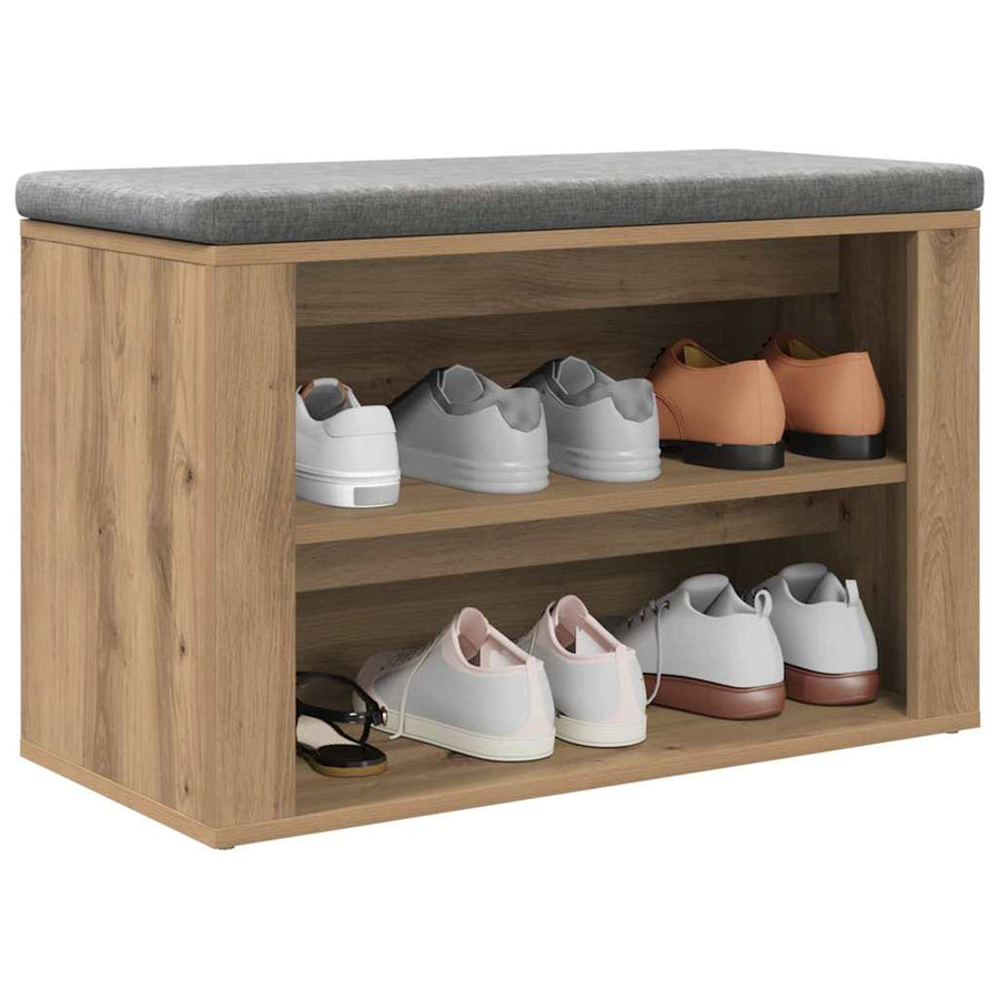 Schoenenrek met plank artisanaal eikenkleurig 75 x 35 x 45 cm