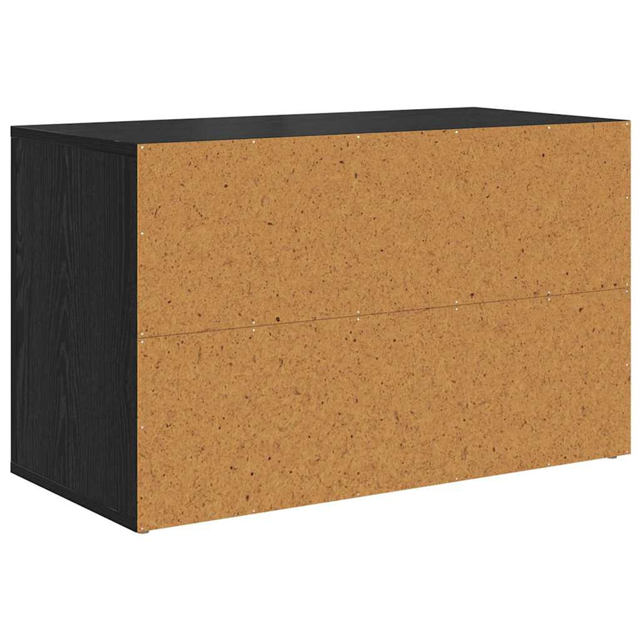 Schoenenrek met plank Zwart eiken 75 x 35 x 45 cm Bewerkt hout