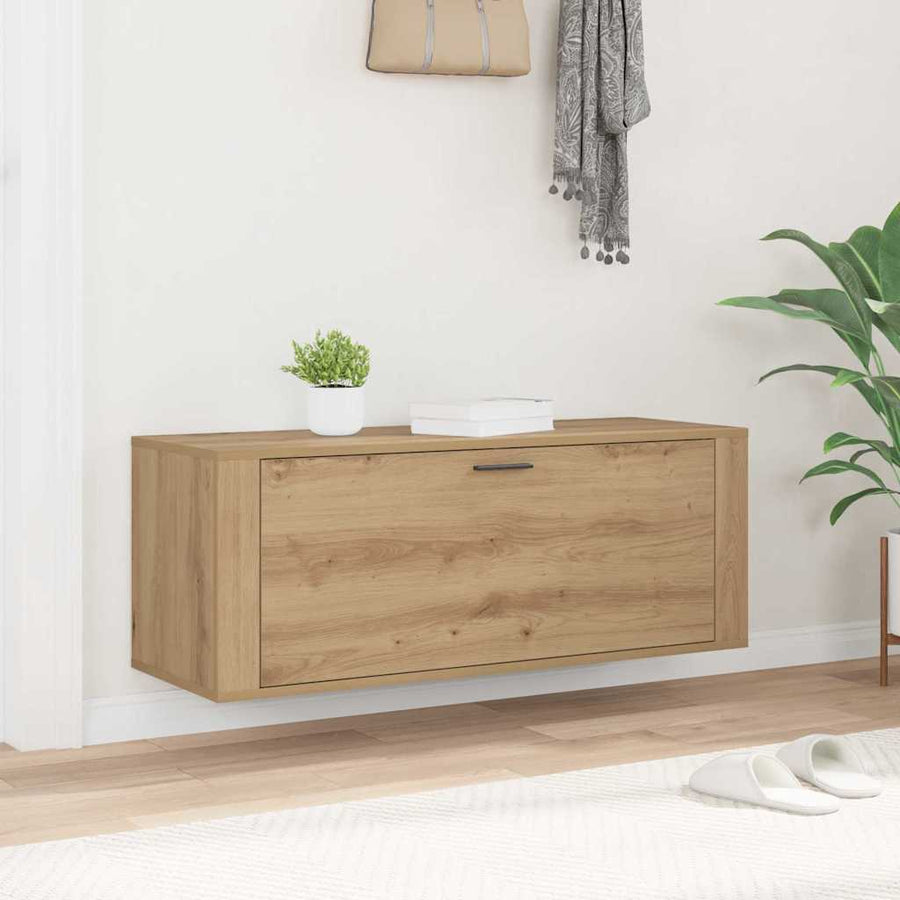 Schoenenkast met plank artisanaal eikenkleurig 100 x 35 x 38 cm