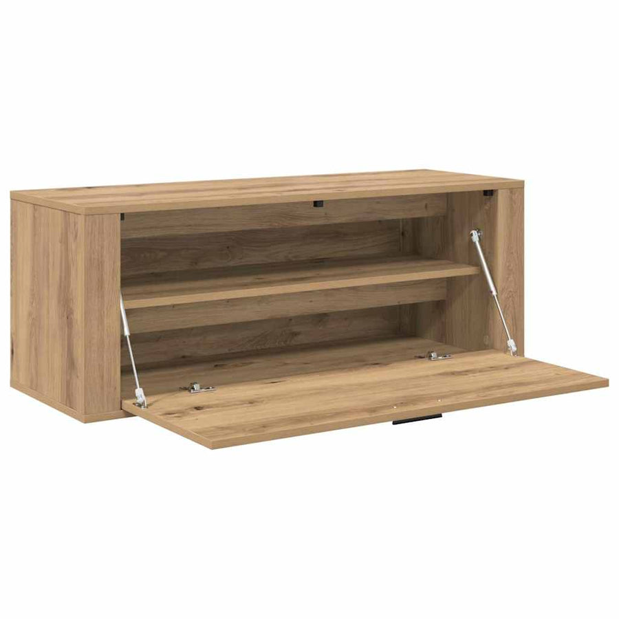 Schoenenkast met plank artisanaal eikenkleurig 100 x 35 x 38 cm